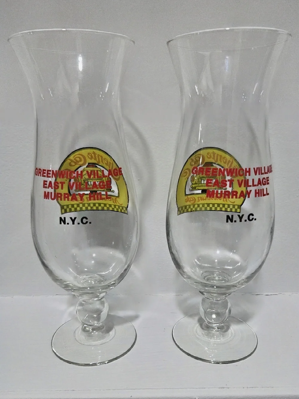 Vintage Caliente Cab Co. Mexican Cafe hurricane glasses